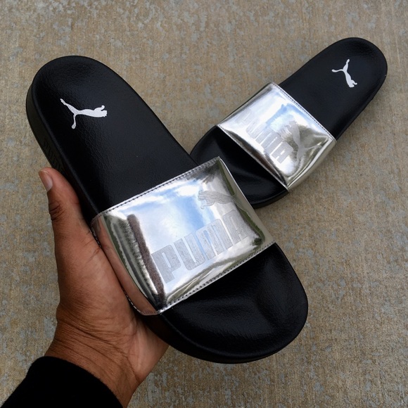 Silver Kids Puma Ledcat Jr Slides - Picture 2 of 8